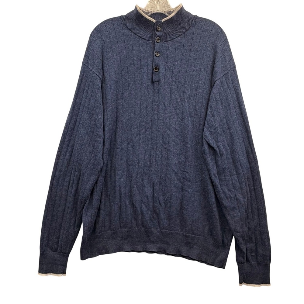 Peter Millar Men's Button Mock Neck Pullover Cashmere Blend Sweater Ribbed  XL